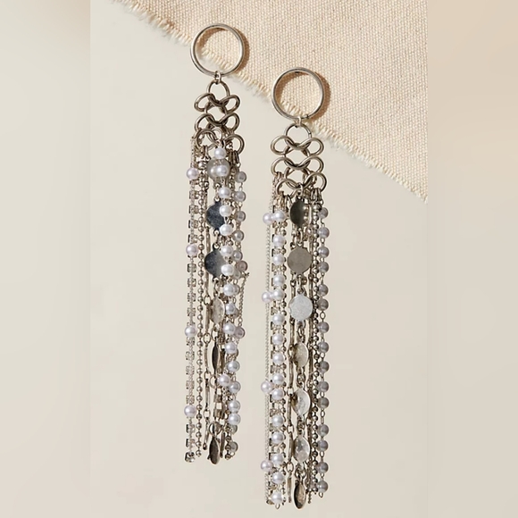 Free People Women's Nicole Dangle Earrings Silver Statement NWT - Picture 2 of 7